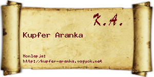 Kupfer Aranka névjegykártya